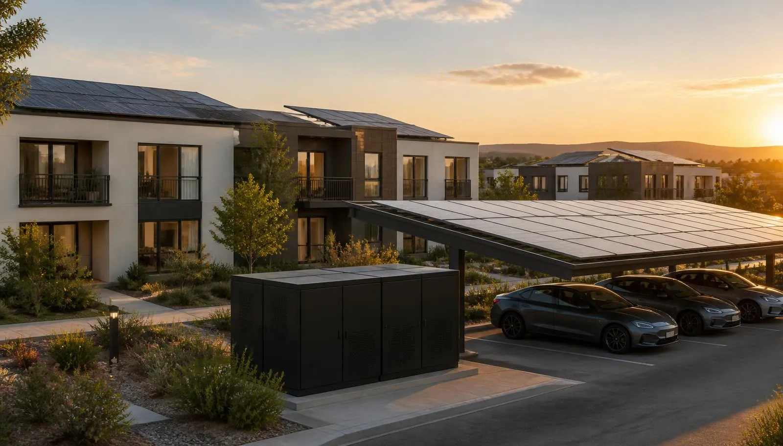 Commercial battery storage installation behind a facility